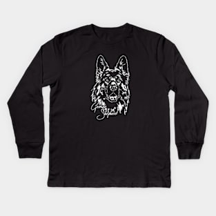 Funny Proud German Shepherd dog portrait Kids Long Sleeve T-Shirt